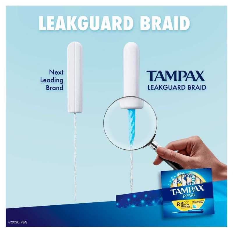 Tampax Pearl Plastic Unscented Regular Tampons, 18pcs