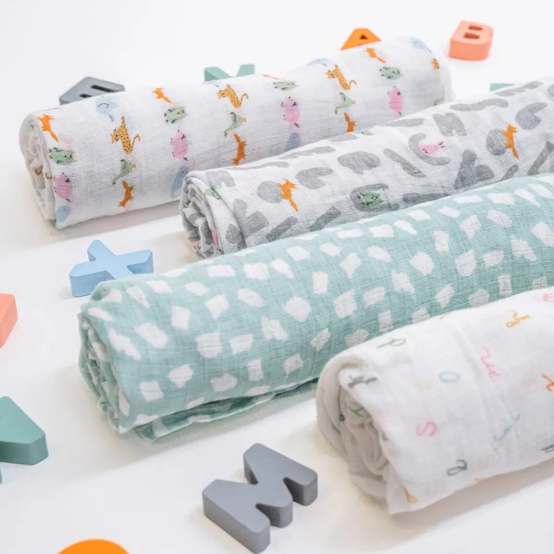 Aden+Anais Essential Swaddle (Alphabet Animals) 4pcs