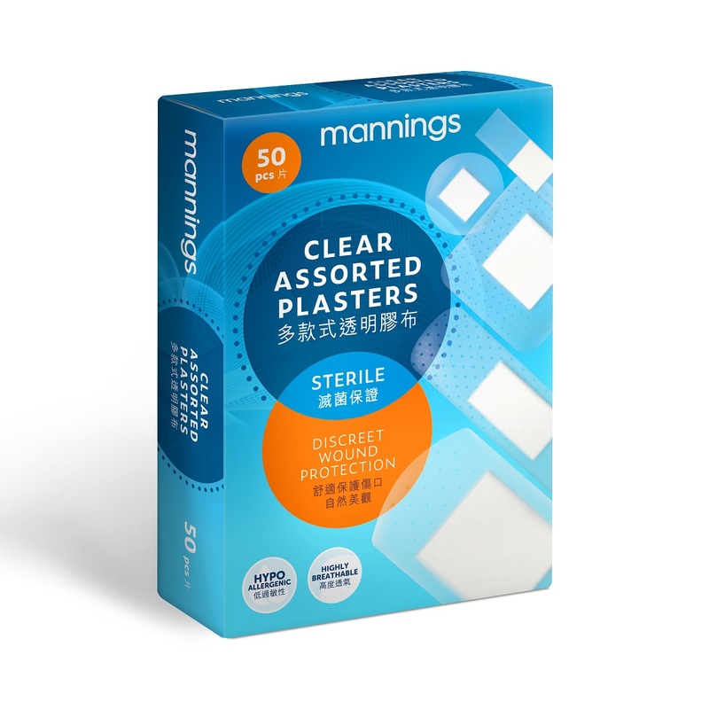 Mannings Clear Assorted Plasters 50pcs