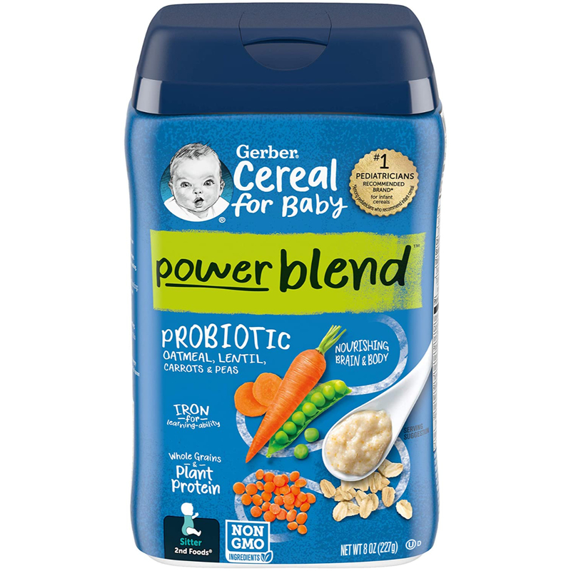 Gerber powerblend Probiotic Oatmeal, Lentil, Carrot & Pea 227g