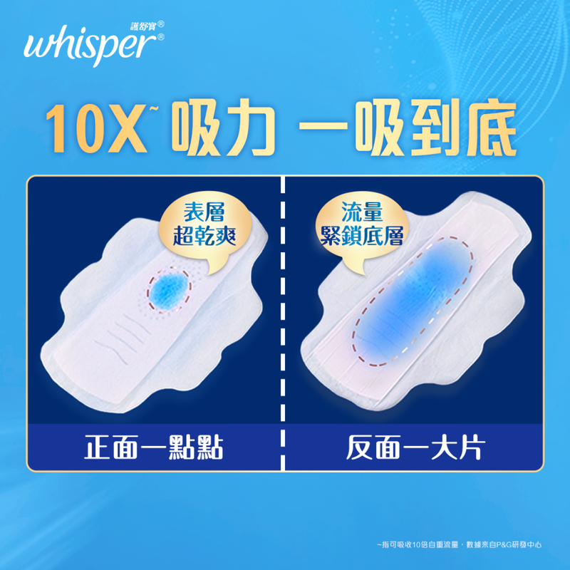 Whisper 護舒寶 液體衛生巾 清新淨味Radiant超長夜用 31.7cm 9片