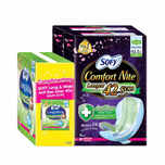 Sofy Comfort Nite Anti Bacterial (Body Fit) 42.5cm 8s Twin Pack banded with Pantyliner Long & Wide Fit Absorb (Anti Bacterial ) 40s
