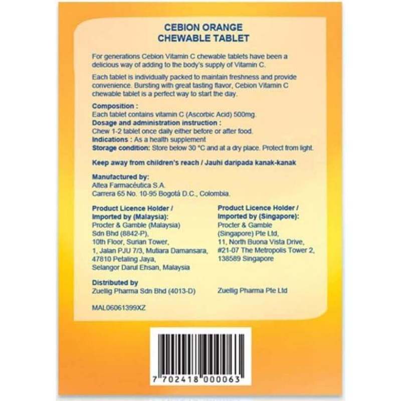 Cebion Chewable Vitamin C 500mg Orange 90s