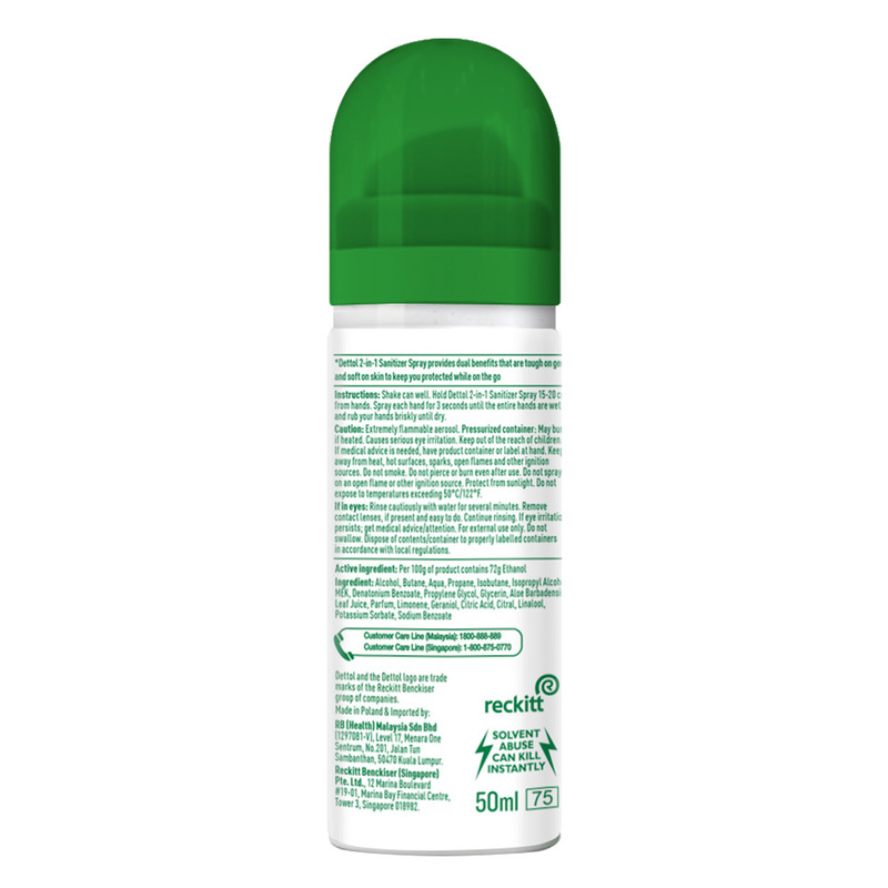 Dettol Instant 2-in-1 Sanitizer Spray 50ml - Equally protects both ...