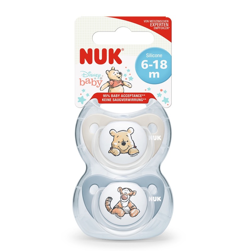 NUK Disney Silicone Sleeptime Soother S2 (Random Color) 2pcs with Box