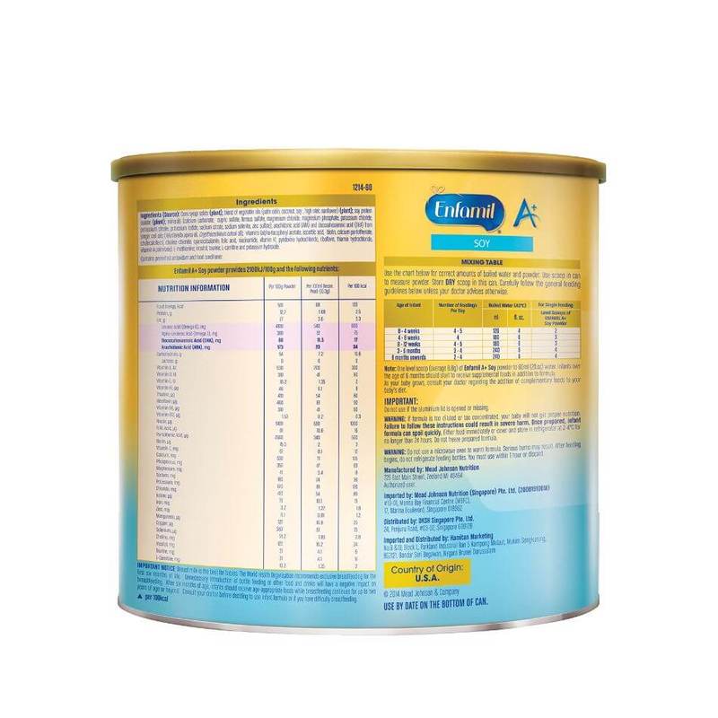 Enfamil 360DHA+ Soycare Infant Formula Stage 1 (0-12M), 624g