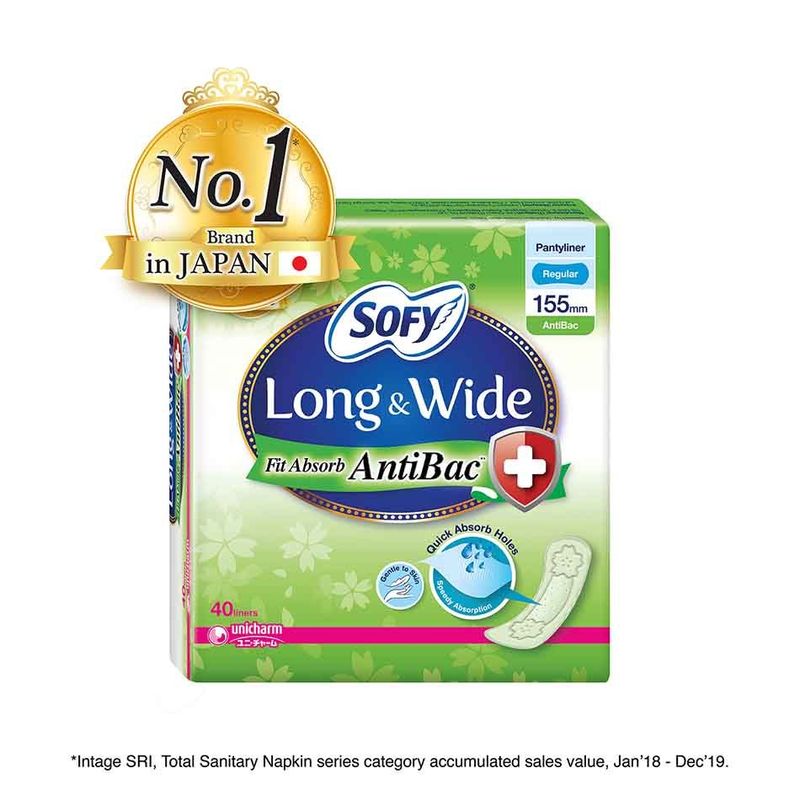 Sofy Long & Wide Anti-Bacterial Pantiliner 40s