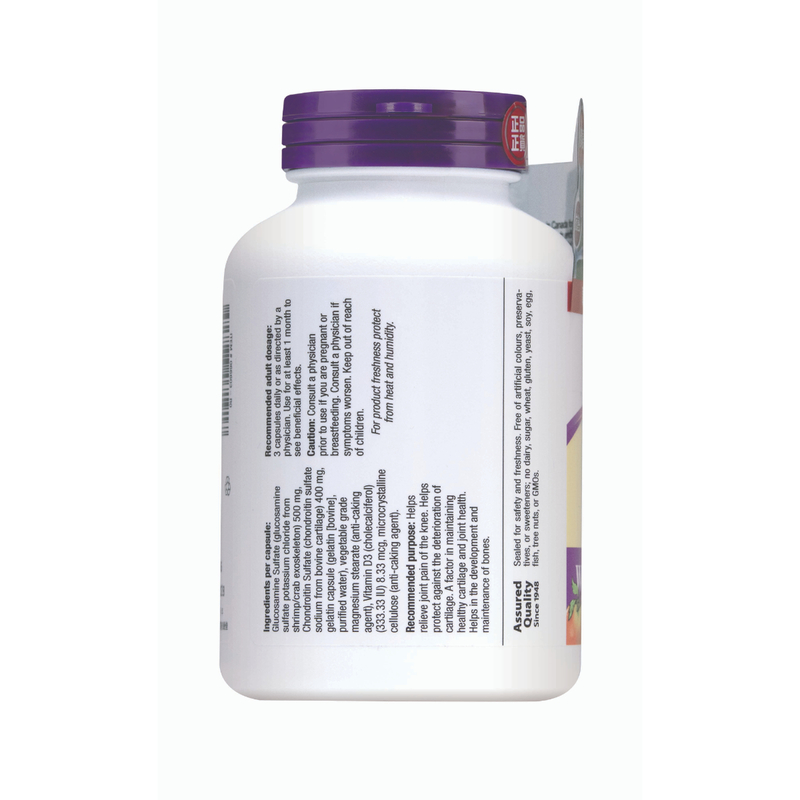 Webber Naturals Glucosamine 500/ Chondroitin 400 + D3 120 Capsules