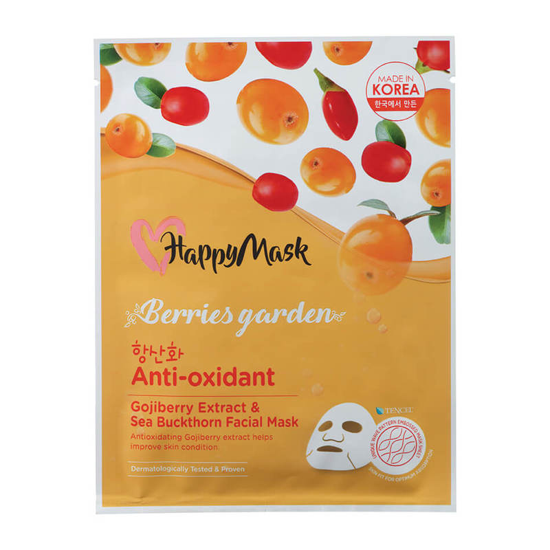 Download Happymask Berries Garden Gojiberry Extract Sea Buckthorn Facial Mask Anti Oxidant Happy Mask Guardian Singapore PSD Mockup Templates