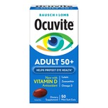 Bausch & Lomb Ocuvite Eye Vitamin Adult 50+ with Vitamin D (Improved Formula), 50 Soft Gels