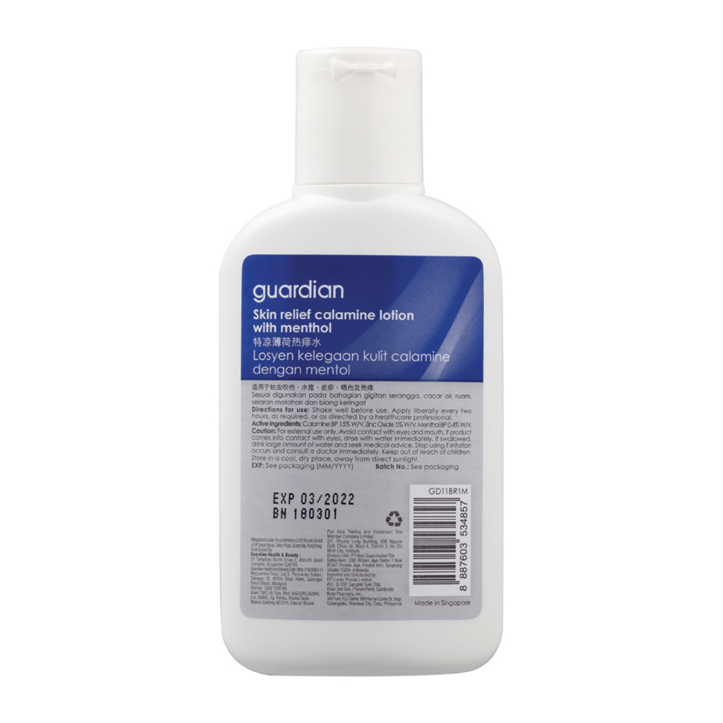 Guardian Skin Relief Calamine Lotion With Menthol 120ml Guardian Guardian Singapore