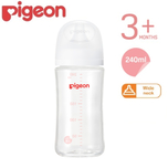 Pigeon Glass Nursing Bottle with Peristaltic PLUS (M Size Nipple) -  8oz/240ml