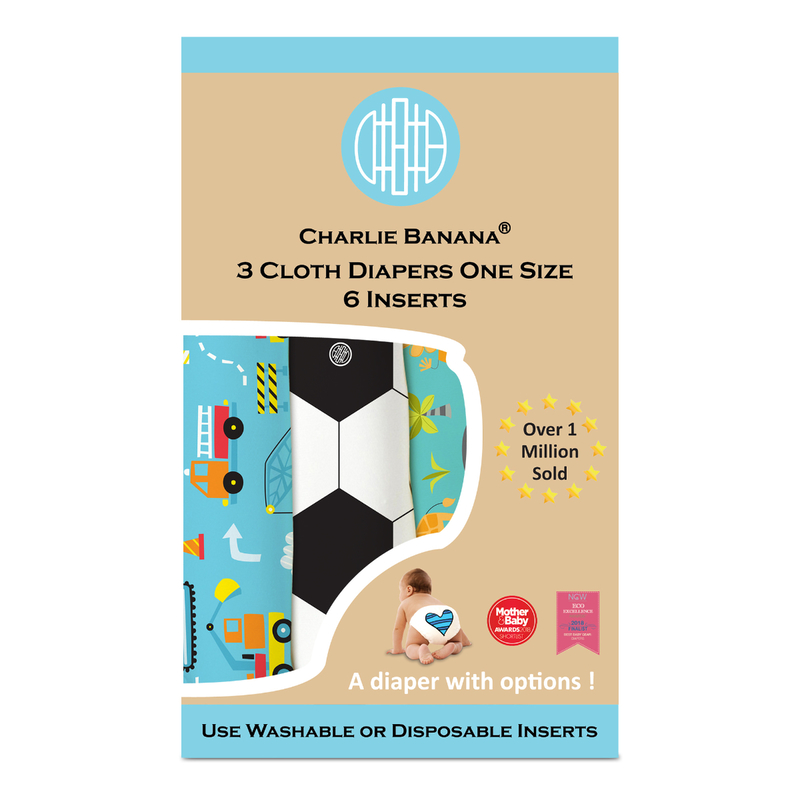 Charlie Banana Diaper One Size Hybrid AIO - My First Diaper 3pcs + 6 Inserts