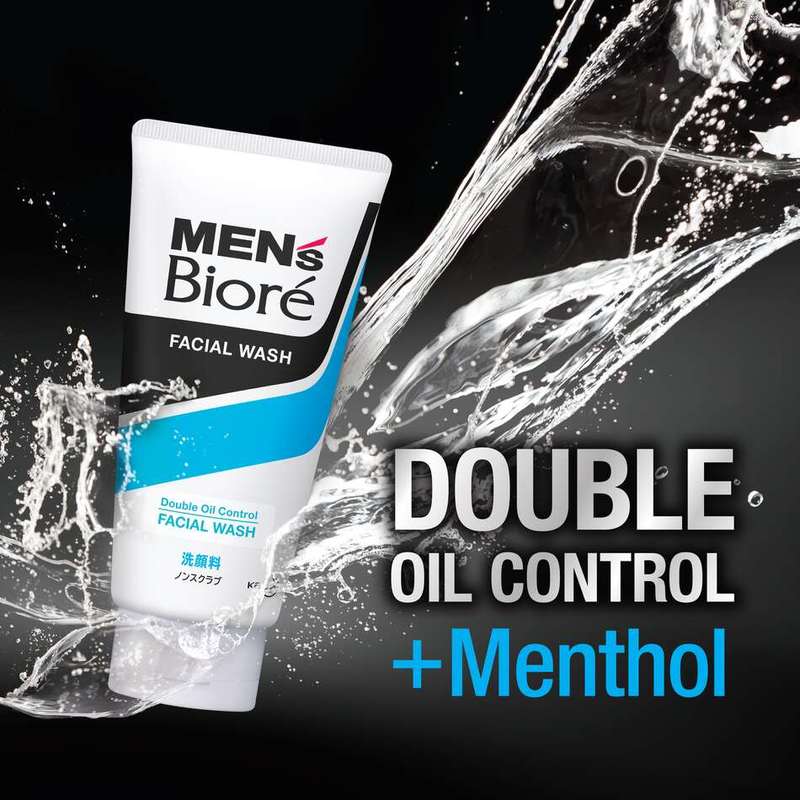 Biore Men's Double Oil Control Cooling Facial Wash, 130g