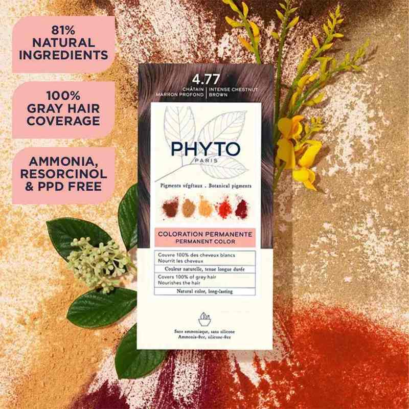Phytocolor Permanent Botanical Hair Color and Ammonia-Free Intense Chesnut Brown #4.77