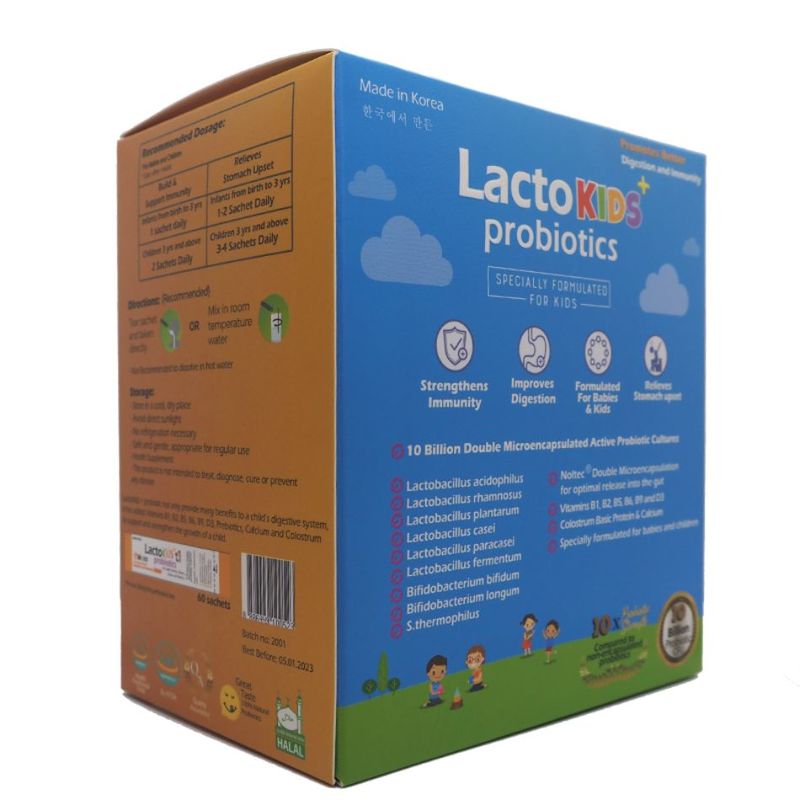 Lactomin Lactokids + Probiotics with added Colostrum, Calcium, Vitamins & Prebiotics, 60 sachets