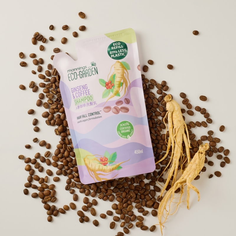 Mannings Eco-Garden Ginseng & Coffee Hair Fall Control Shampoo (Refill) 450ml