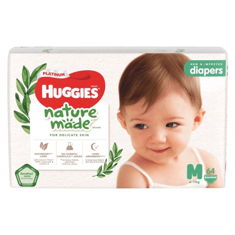 Huggies Platinum Naturemade Diapers M, 64pcs