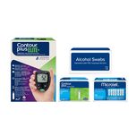 Contour Plus Elite Blood Glucose Meter (MMOL) + Test Strips 50s + Lancets 100s + Alcohol Swabs 200s