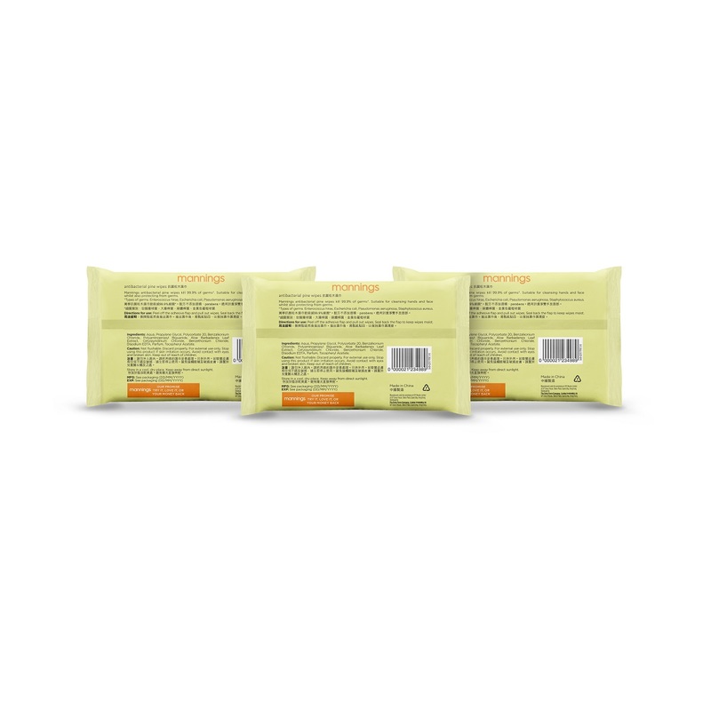 Mannings Antibacterial Pine Wipes 10pcs x 3 Packs