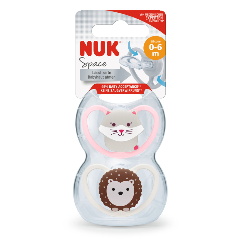 NUK超透氣安撫奶咀(0-6個月適用) 2個 (款式隨機)