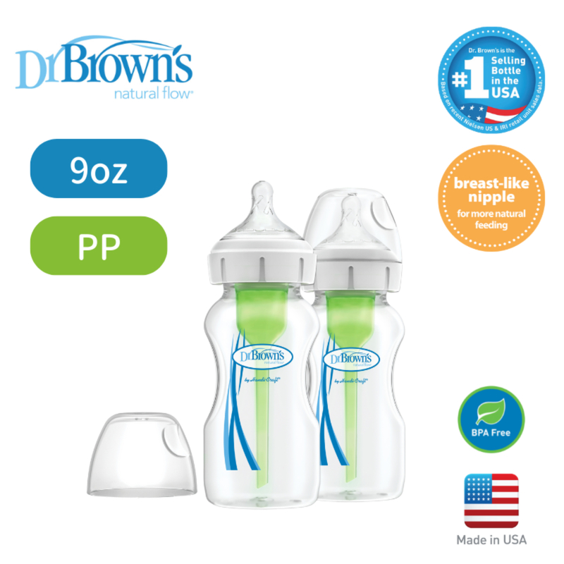 Dr.Brown's Options+ Anti-Colic PP Bottle With Breast-Like Nipple 9oz 2pcs