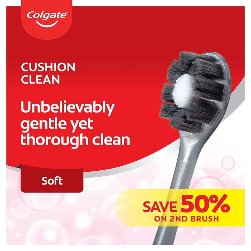 Colgate Cushion Clean Charcoal Toothbrush, 2pcs