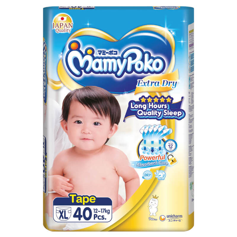 Mamy Poko Extra Dry Tape XL40 | Tape Diapers | Diapers &amp; Wipes | Mother &amp; Baby | Guardian Singapore