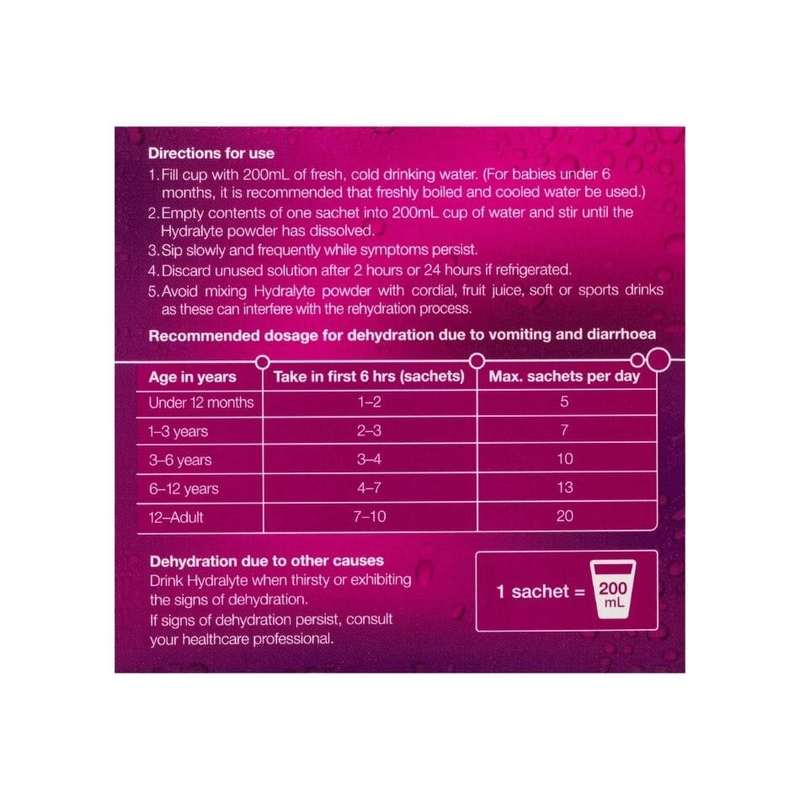Hydralyte Apple Blackcurrant Flavoured Electrolyte Powder, 10 sachets