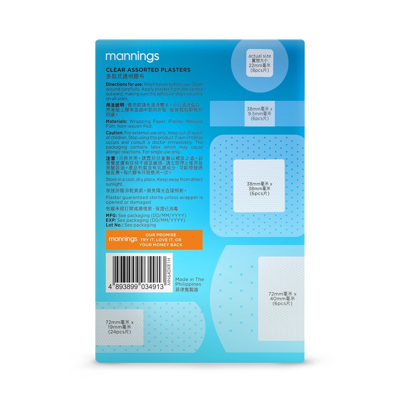 Mannings Clear Assorted Plasters 50pcs