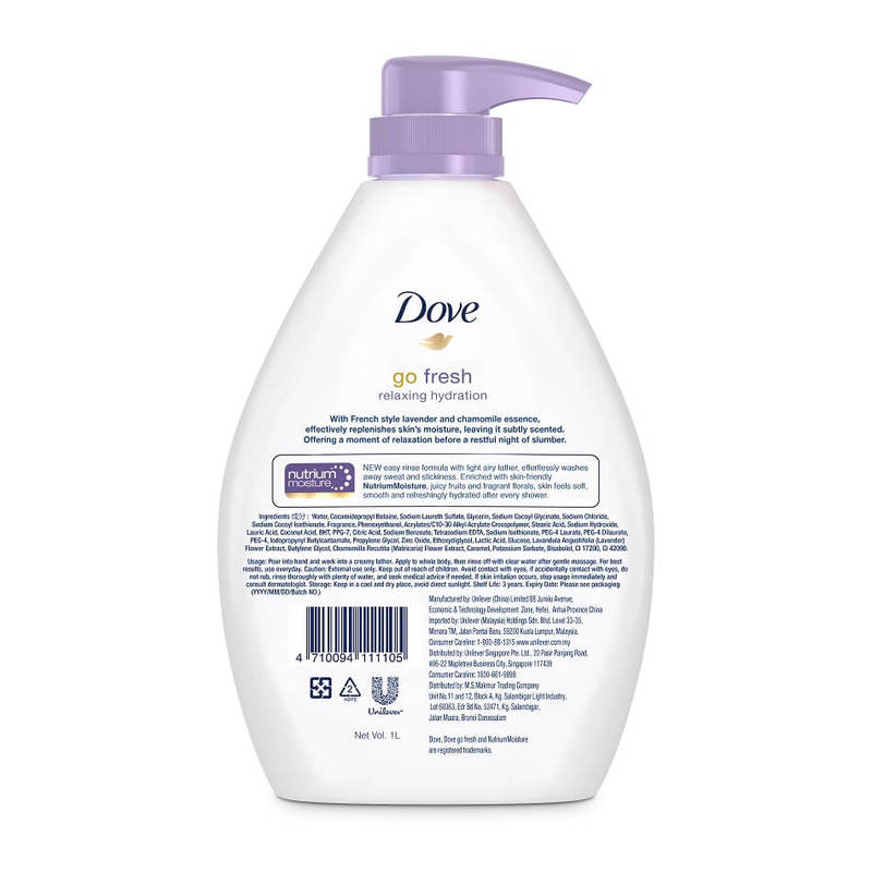 Dove Go Fresh Relaxing Lavender Body Wash, 1L
