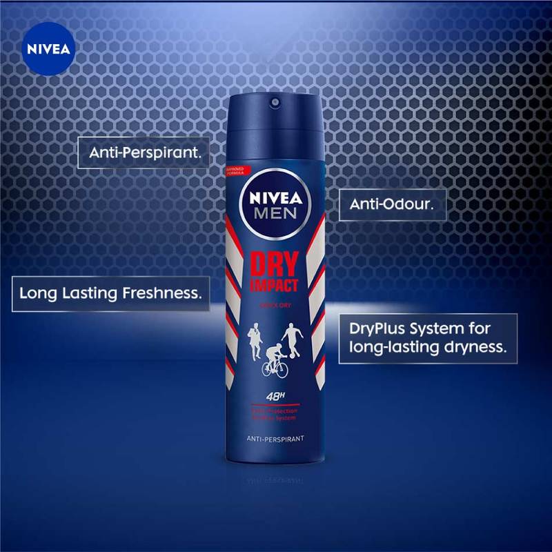 Nivea Men Dry Impact Spray, 150ml