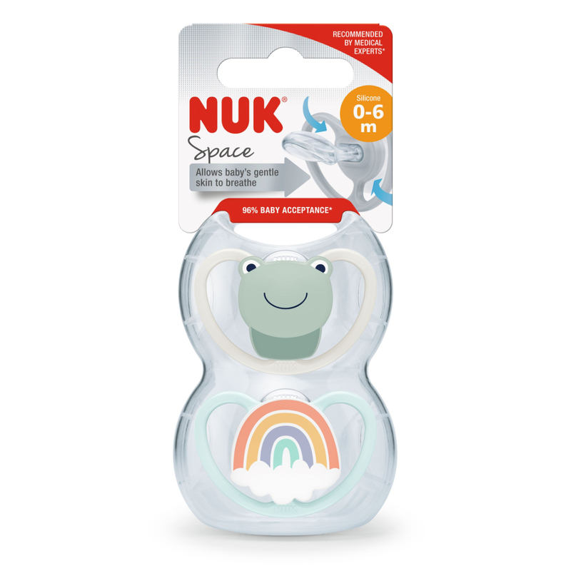 Nuk Space Silicone Soother (0-6Months) 2pcs (Random Colors)