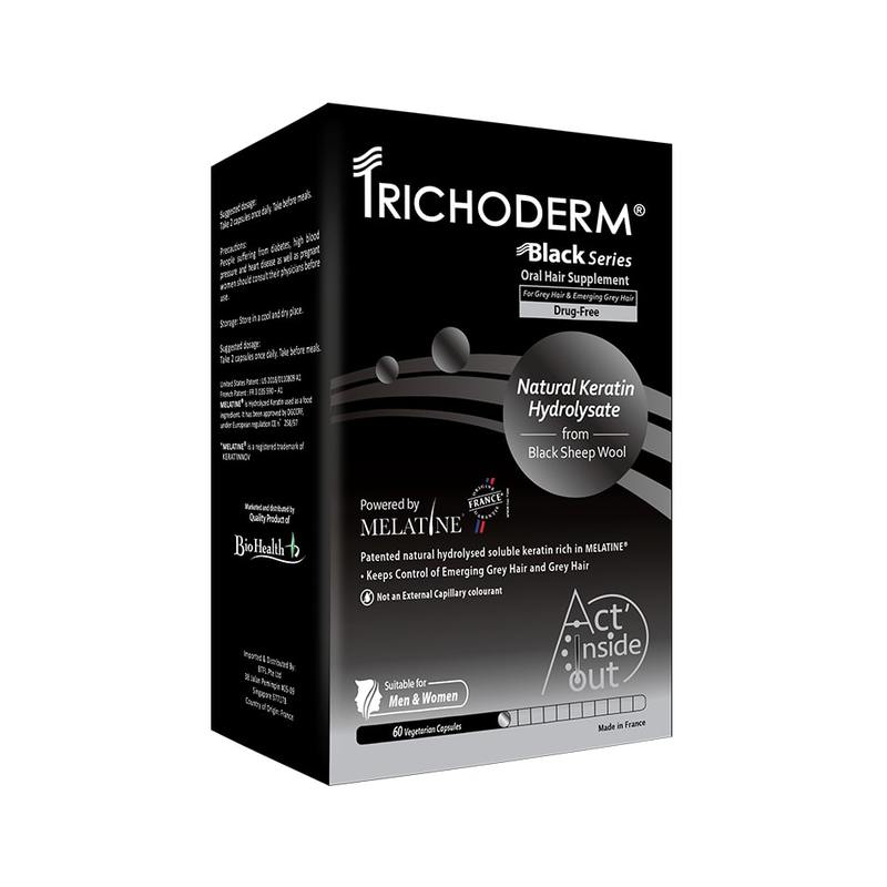Trichoderm Black Series oral Hair Supplment Drug Free, For Grey Hair and Emerging Grey Hair