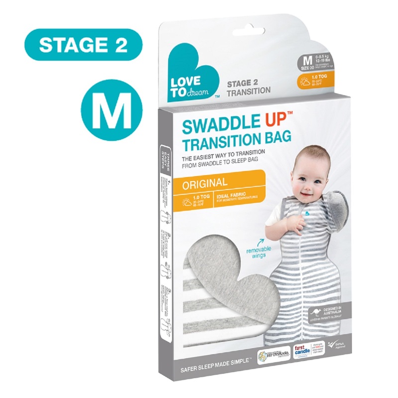 Love To Dream Swaddle Up Transition Bag (Stage 2) Grey M Size