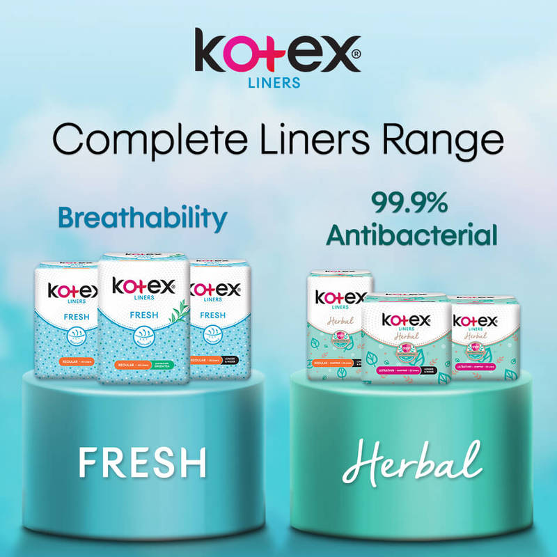 Kotex Regular Unscented Fresh Liners, 40pcs