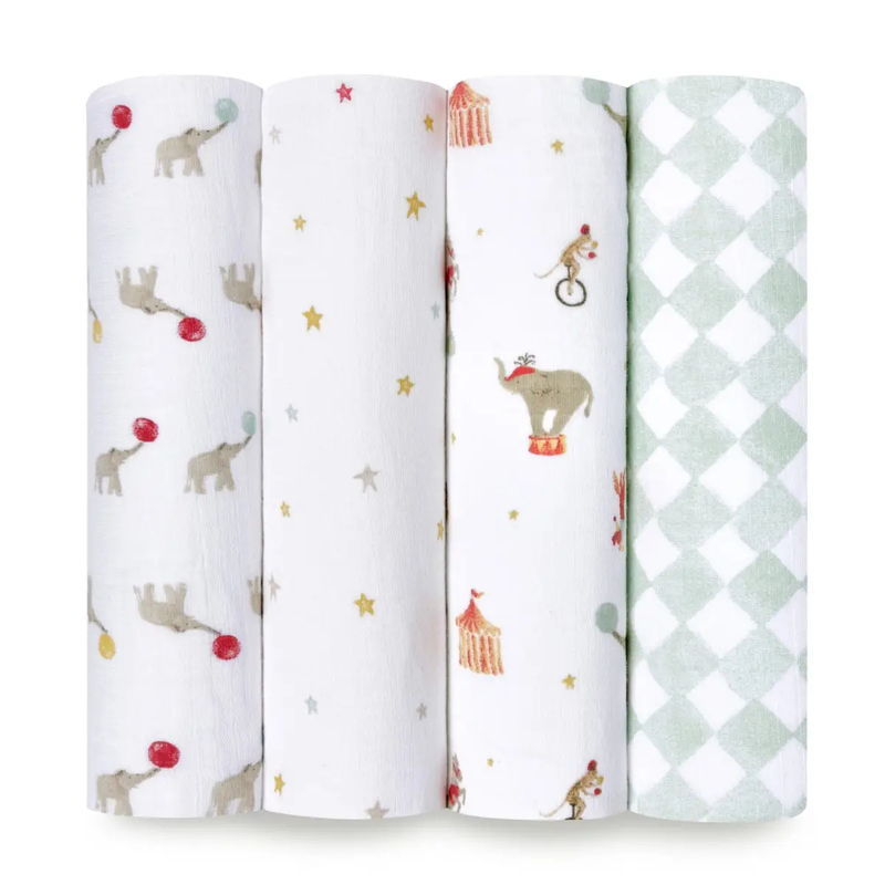 Aden+Anais Essential Swaddle (Elephant Circus) 4pcs