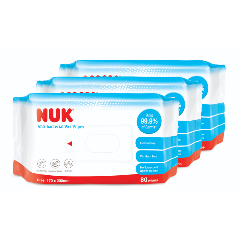 Nuk Anti-Bacterial Wet Wipes 80 Wipes x 3 Packs