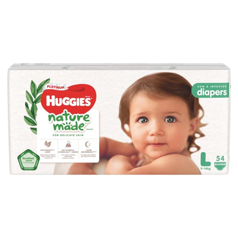 Huggies Platinum Naturemade Diapers L, 54pcs