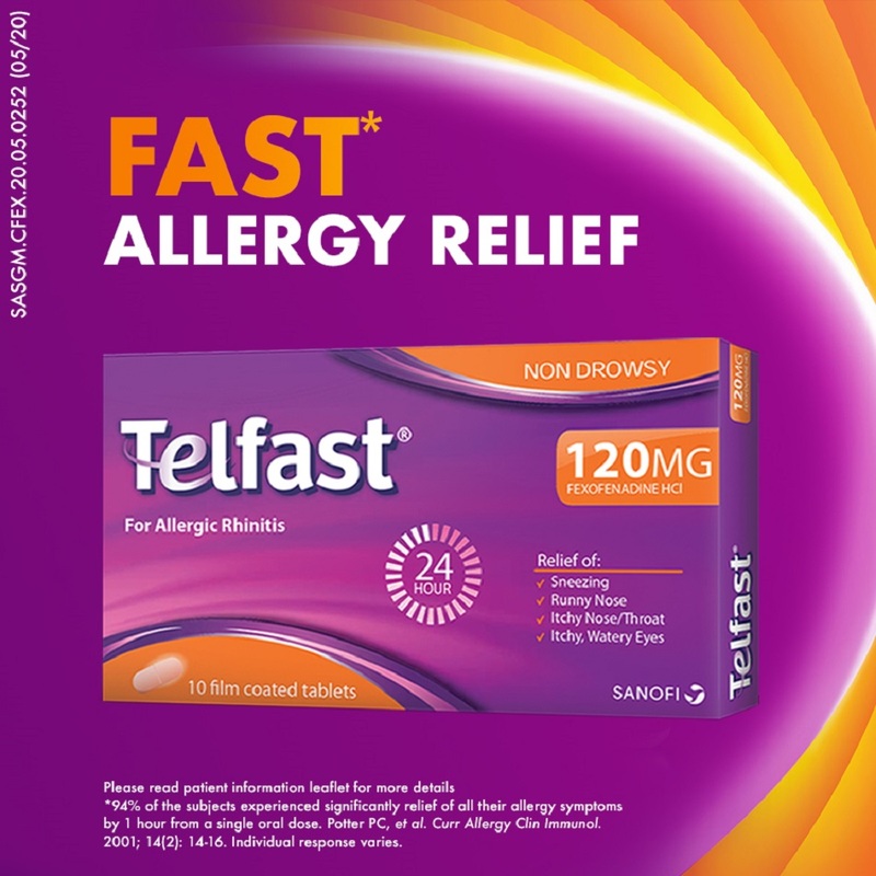 Telfast Fast And Non-Drowsy Allergy Relief 120Mg Tablet 10s
