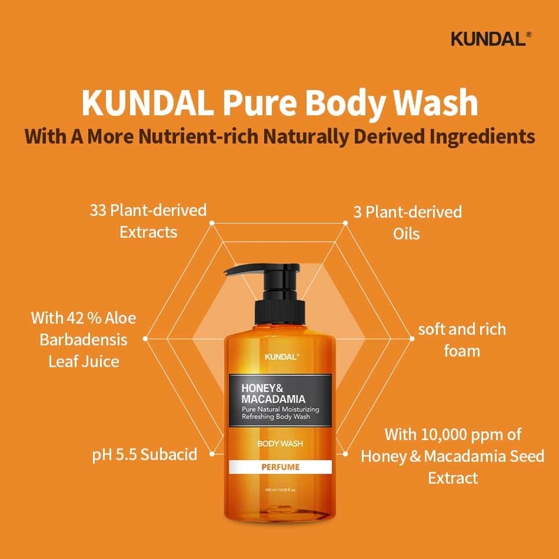 KUNDAL Honey & Macadamia Pure Body Wash 500ml Pear & Freesia Guardian