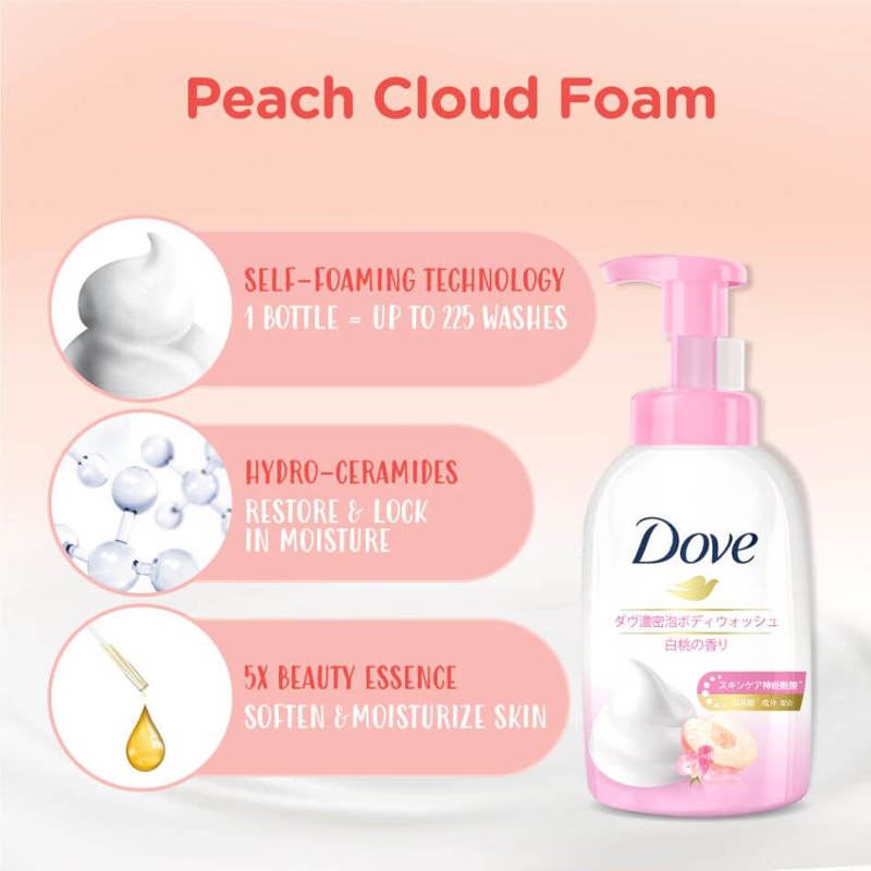 Dove Peach Self Foaming Cloud Foam Body Wash 400ml Guardian Singapore