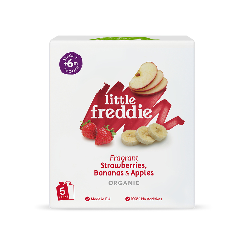 Little Freddie Organic Fragrant Strawberries, Bananas&Apples (Multipack) 100g x 5