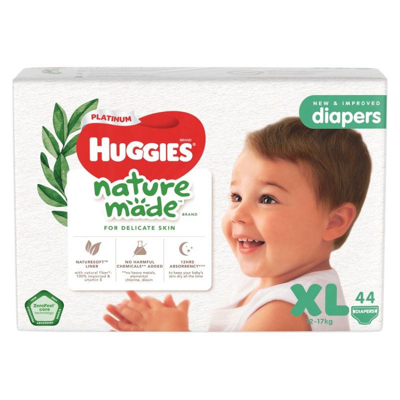 Huggies Platinum Naturemade Diapers XL, 44pcs
