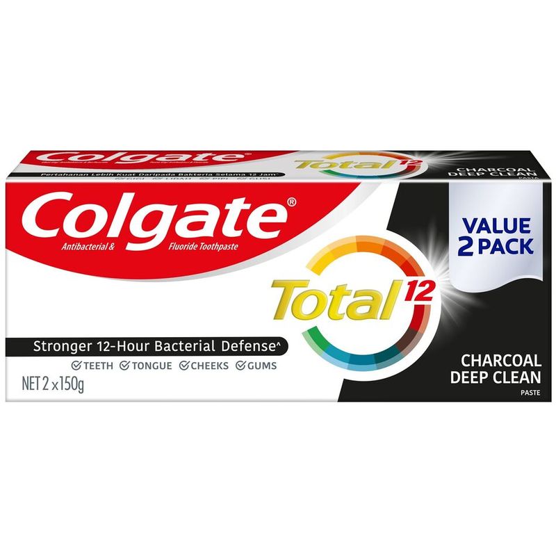 Colgate Total Charcoal Deep Clean Toothpaste Twin Pack, 2x150g