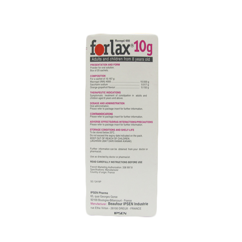 Forlax 10g pcs Laxative Stomach Care Health Guardian Singapore