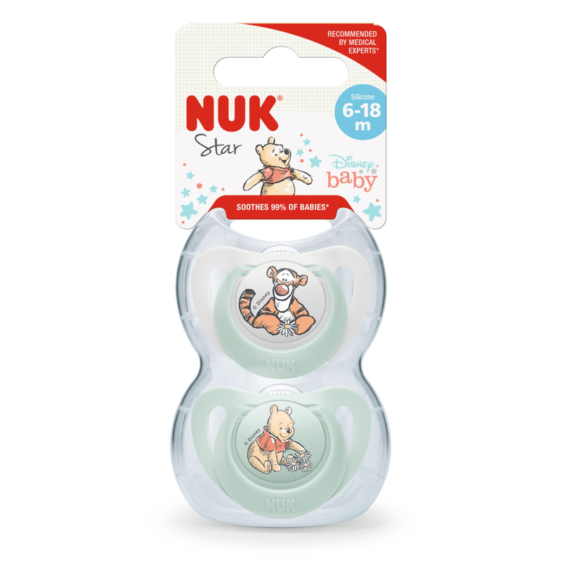 NUK Disney Silicone Sleeptime Soother S2 (Random Color) 2pcs with Box