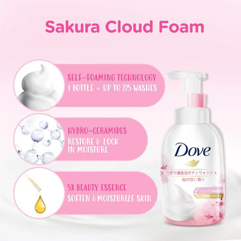 Dove Cloud Self-Foaming Body Wash Glowing Radiance - Sakura Fragrance 400ml