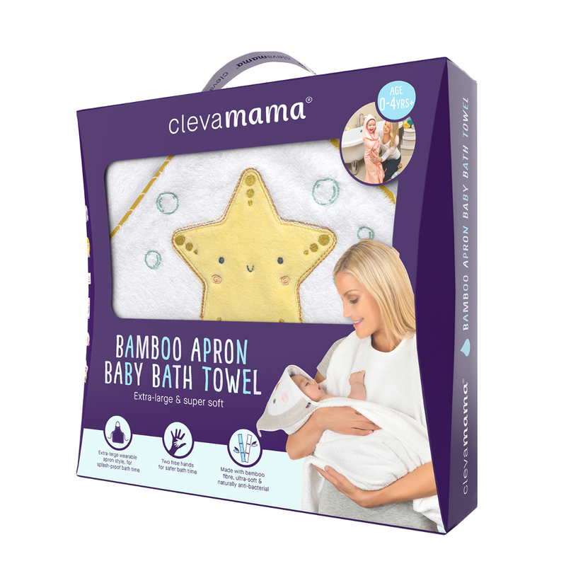 Clevamama Bamboo Apron Baby Bath Towel - White