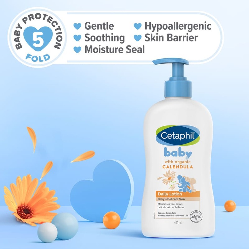 Cetaphil Baby Daily Lotion with Organic Calendula and Sunflower Seed Oil 400ml [Gentle & Hypoallergenic]